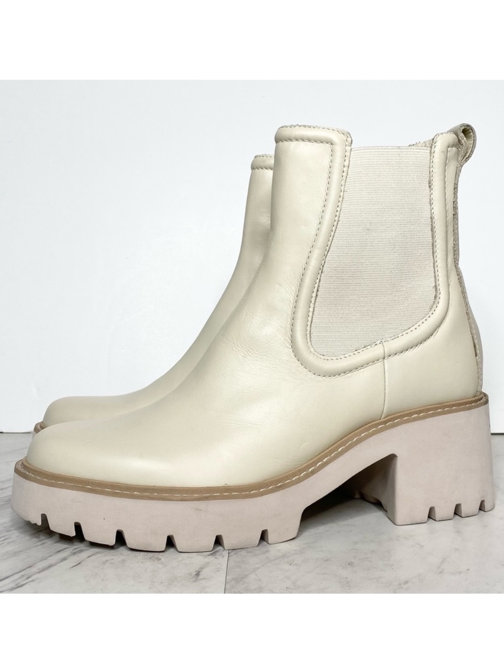 Dolce Vita Hawk H2O Waterproof Ivory Leather Chelsea Bootie 11